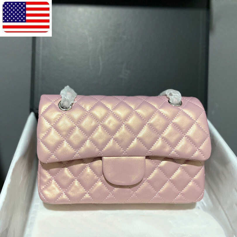 Designer Bag Women Lambskin Shimmer Glitter Pearl Iridescent Pink White Cf Shoulder Bags Classic Double Flap Quilted Silver Metal Hardware Matelasse Chain Crossbo