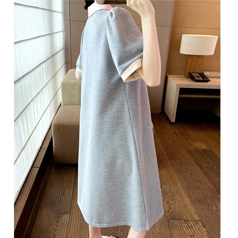 Autumn Korean Fashion Maternity Long Dress Elegant Ruffle O Neck A Line Clothes for Pregnant Women Pregnancy Clothing 240326bj