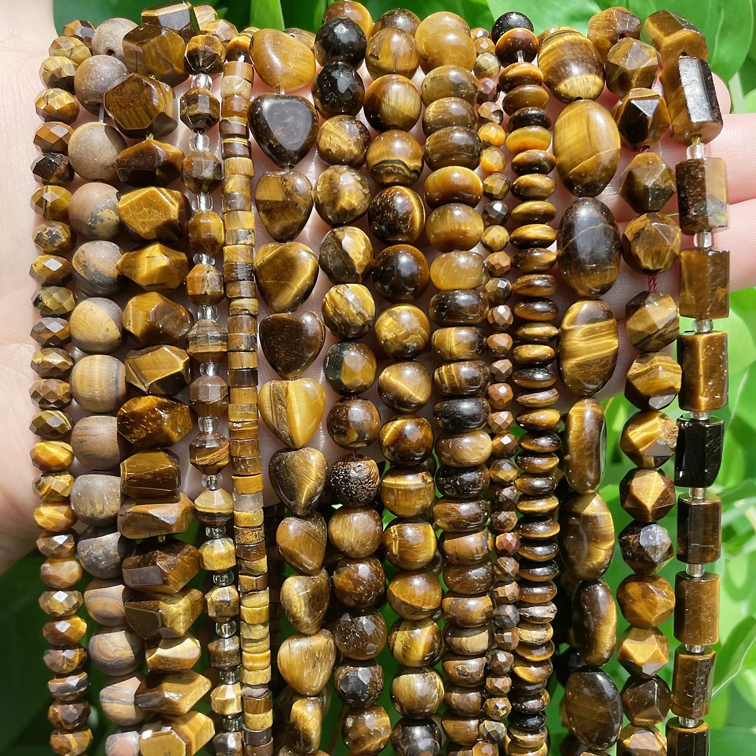 Natural Yellow Tiger Eye Stone Beads Round Multiple Rondelle Cube Faceted Heart Loose Beads DIY Jewelry Making Handmade Bracelet