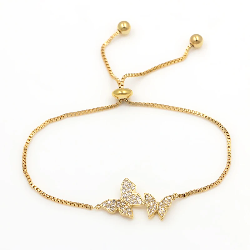 WEIMANJINGDIAN Brand Cubic Zirconia Butterfly Adjustable Bracelets for Women Girls Kids Jewlery Gifts