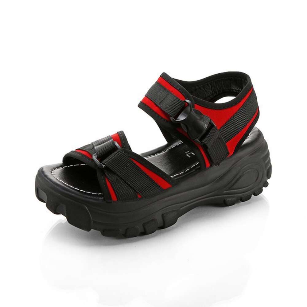 Sandals Summer 2024 New Student Thick Sole Slope Pine Cake Heel Flat Bottom Sports Style Women's Shoes ddmythur