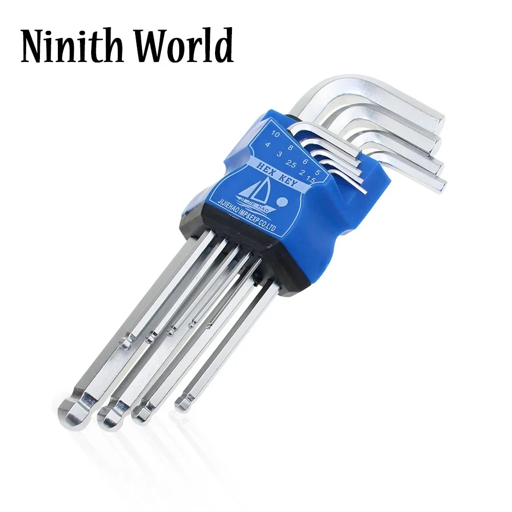 Allen 2025 Wrench Hex Key 9PCS Set METRIC SAE Standard Short Long Arm CRV new Steel For Bicycle Motorcycle Repair Tools