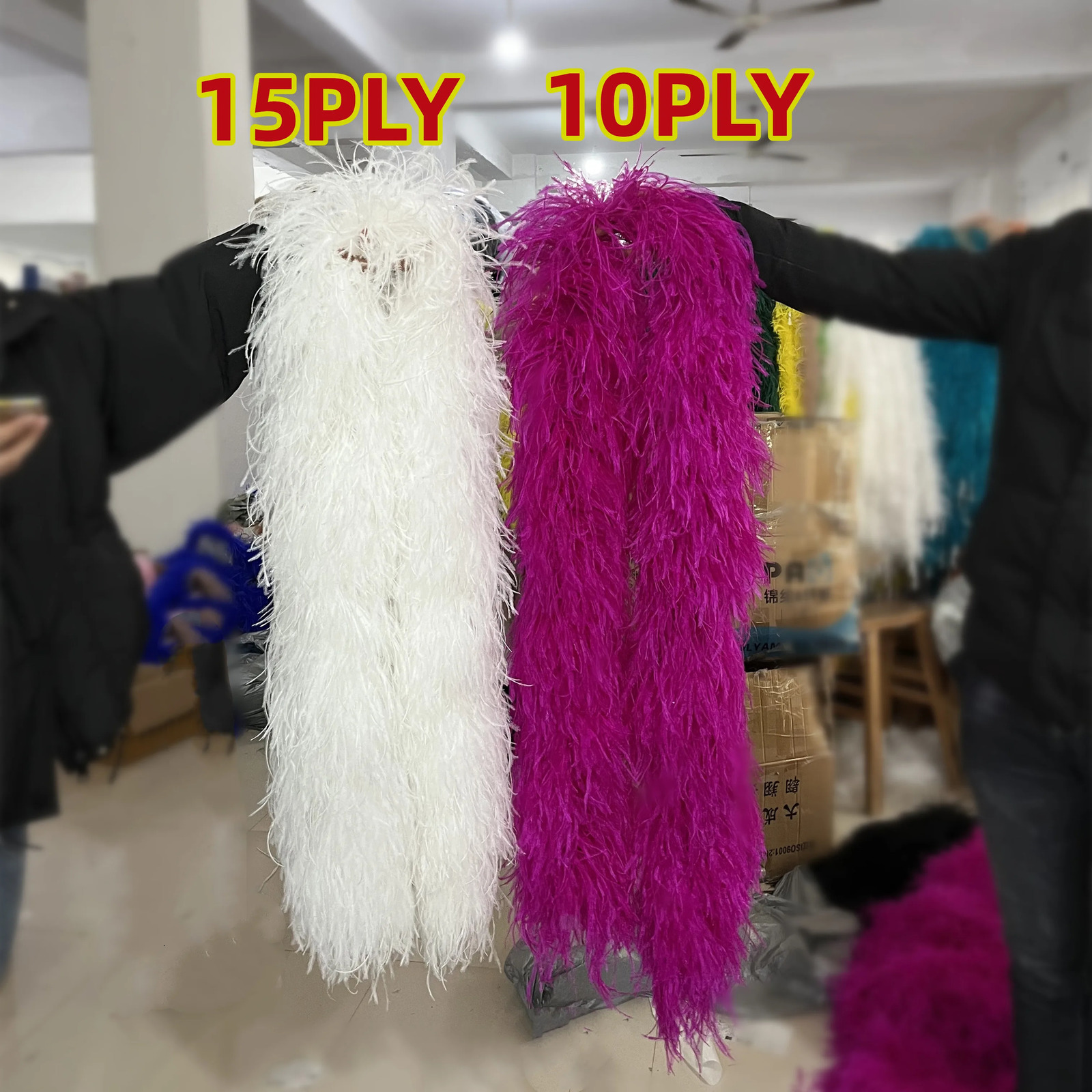 2-meter coarse hair Boa Shawl vintage high-quality fluffy coarse hair wedding dress Dcation Boas 10/15 layers 241108