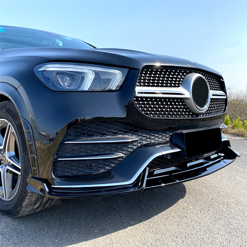 Gloss Front Bumper Lip Splitter Diffuser Spoiler Guard Protector For Mercedes Benz GLE W167 C167 GLE350 GLE450 GLE53 2020-2023