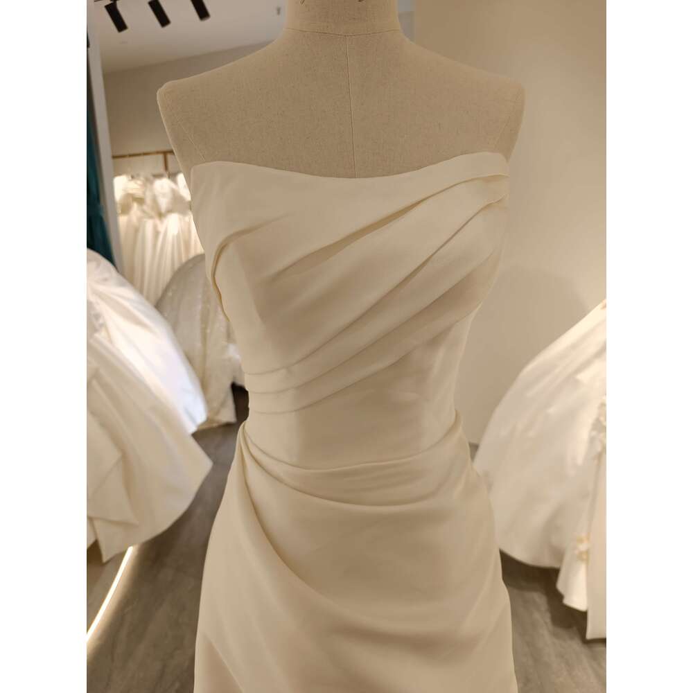 Off-The-Shoulder Mermaid Mikado Sweep Train Wedding Dress