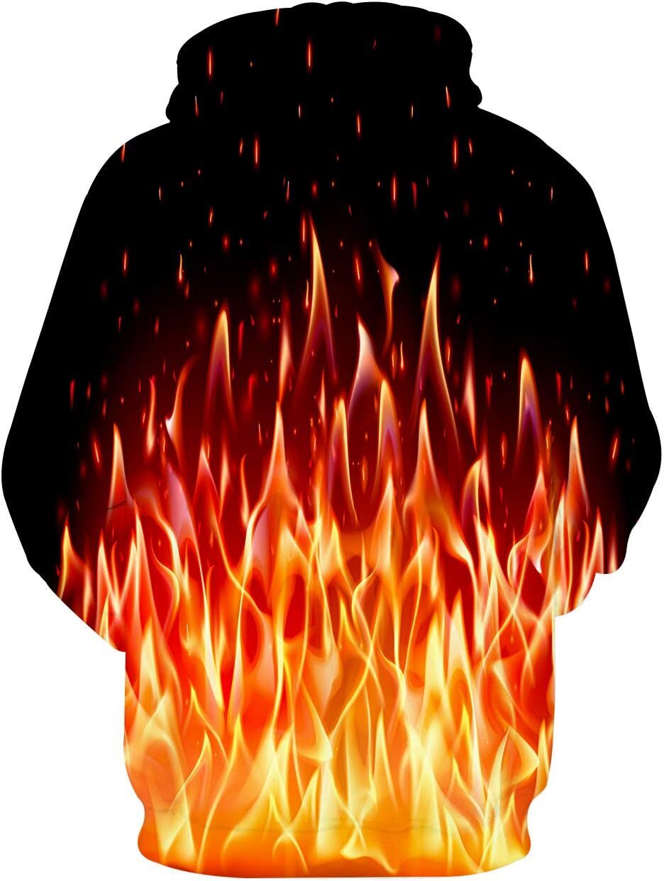 Hoodie for Mens Womens Unisex 3D Novelty Hoodies for Men Women Cool Graphic Pullover Sweatshirts with Pockets Graphic flame