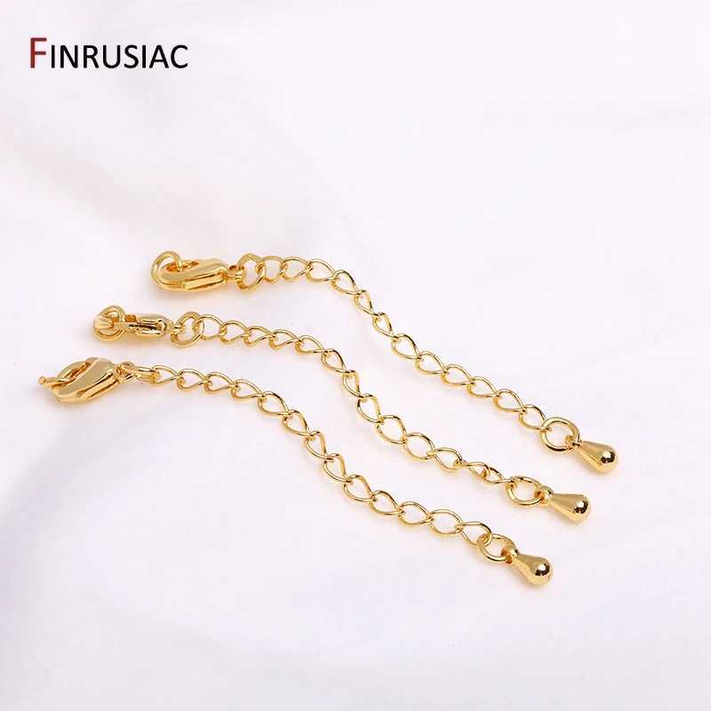 18K gold-plated 60mm bracelet tail extension chain brass metal heart extension chain for jewelry making DIY jewelry accessories W241109