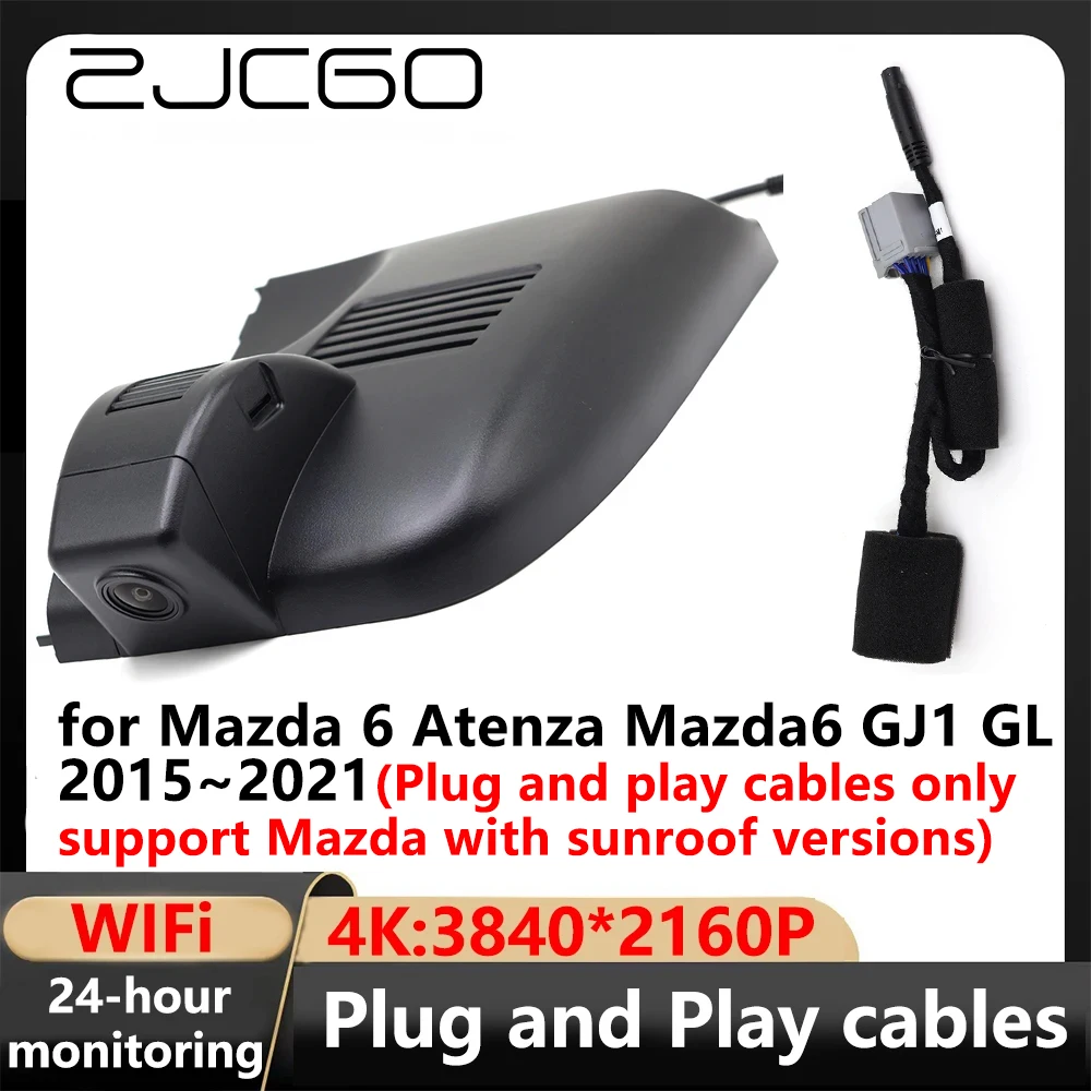 Wifi 3840*2160 4K ZJCGO Car DVR Dash Cam Camera Video ddmysmile Recorder For Mazda 6 Atenza Mazda6 Gj1 GL 2015~2021 Smile 3840*2160