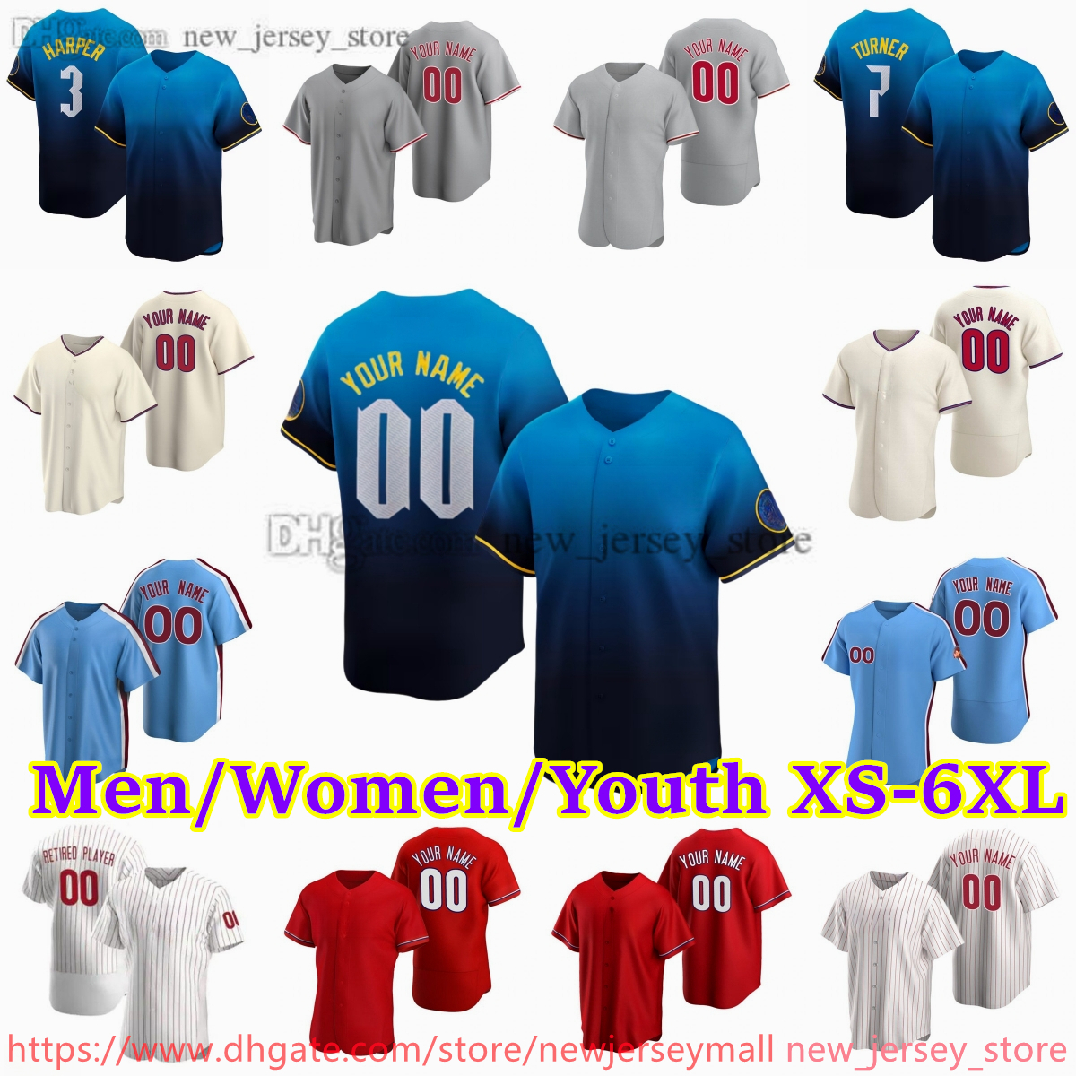 Custom XS-6XL 2024 City connect Baseball Jerseys HARPER TURNER HOSKINS REALMUTO BOHM CASTELLANOS VIERLING SCHWARBER NOLA SCHMIDT Walker Marsh STOTT KNEBEL