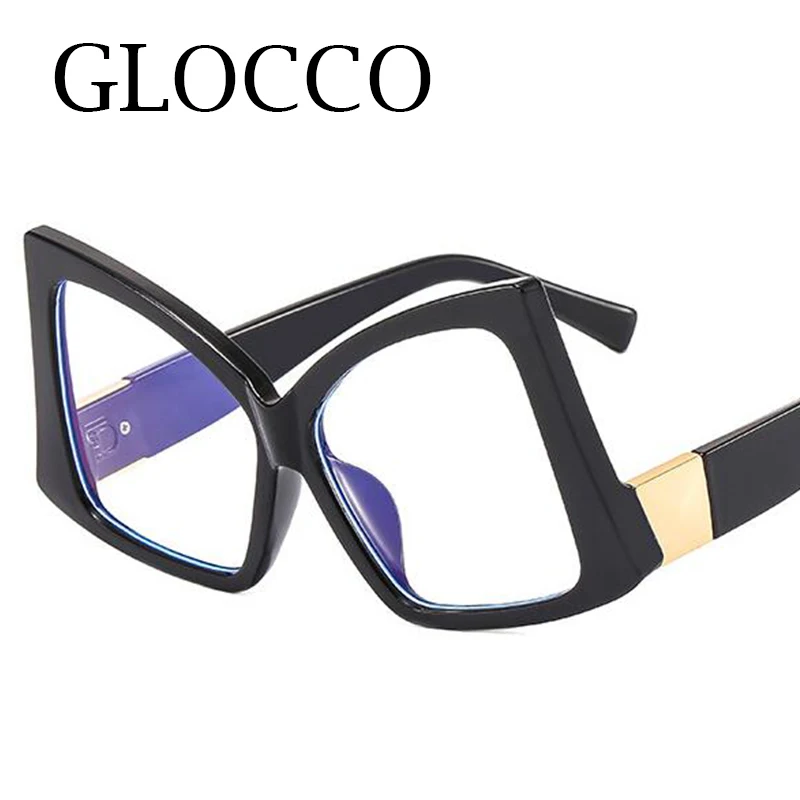 Irregular Reading Oversized Square Glasses Men ddmysmile Women New Trendy Optical Big Frame Anti Blue Light Presbyopia Eyeglasses Orange Smile