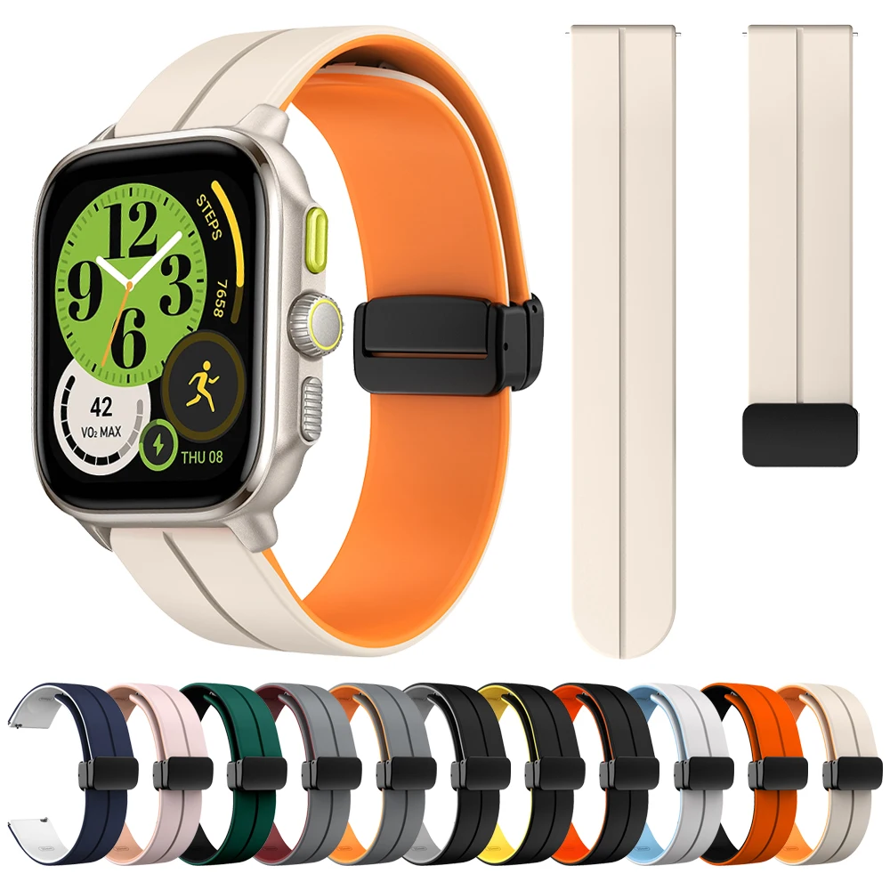 Soft Silicone Watch Two-Tone Band For Amazfit Cheetah (Square) Magnetic Buckle Strap For Amazfit GTR ddmysmile Mini/Gts 2 3 4/Bip 3 Pro Smile ()