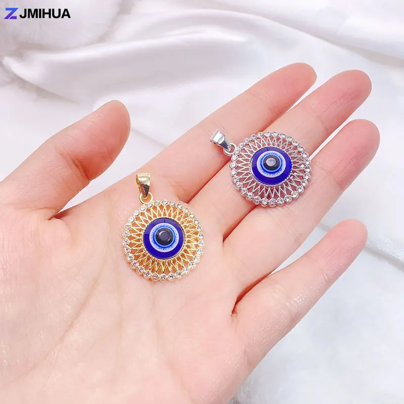 Blue Crystal Turkish Charms Evil Eye Pendants For Jewelry Making Findings DIY Designer Necklaces Earrings Supplies Accessories smile