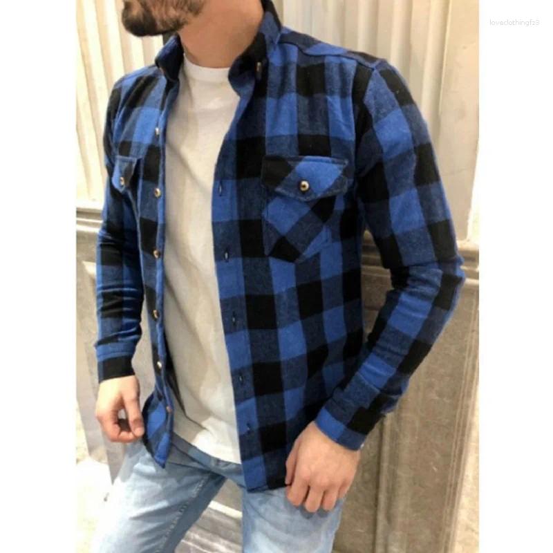 Coolen Men's Chaoyang Grid Cotton Casual Shirt, Breathable Slim Long Sleeve Top For Spring And Autumn