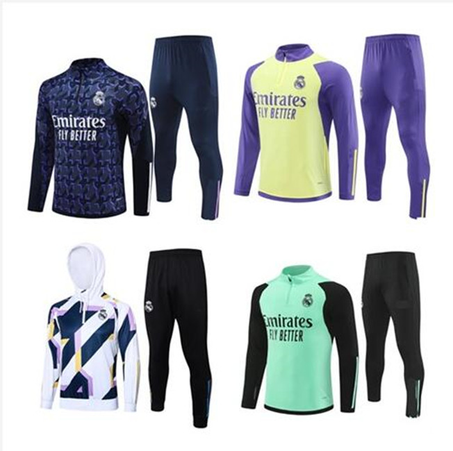 24 25 Real Madrids tracksuit training suit VINI JR BELLINGHAM 23 24 real Madrides men and kids football CAMAVINGA sportswear Real Madrid Training Clothes