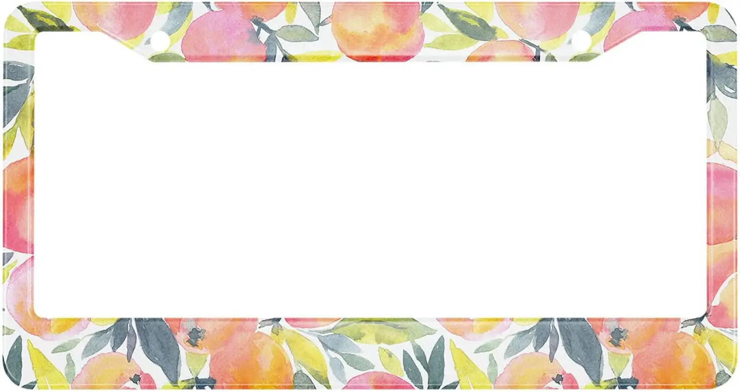 Plate License Watercolor Peaches Frames Stylish Fruit Colorful Fruits License Plate Cover for Men Women Car Accessories 12x6 In smile