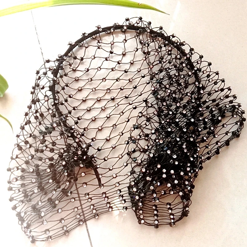 Veils Hair Headband Black Accessories Wedding for Bridal Crystal Beaded Birdcage White Face Net Mask Veil Charming Fascinator smile