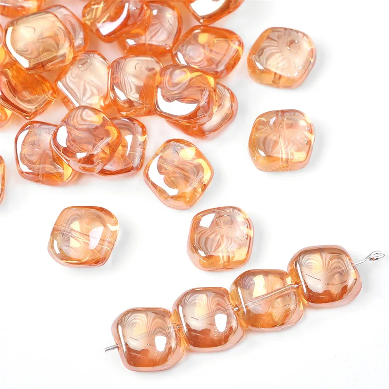 AB 20PCS 11mm Corrugated Shiny Glass Beads For DIY Bracelet Accessory Earrings Jewelry Making Supplies Irregular Crystal Beads smile