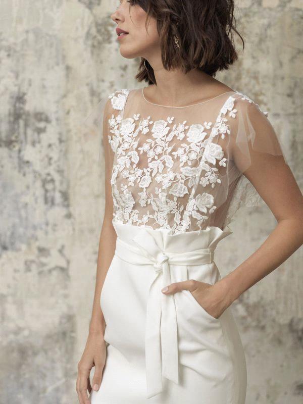 White Ivory Lace Satin Dresses Summer Beach Bohemian Sheath Bridal Sheer Jewel Neck Backless Short Mini Bohemian Wedding Gowns Bc18513 6660311