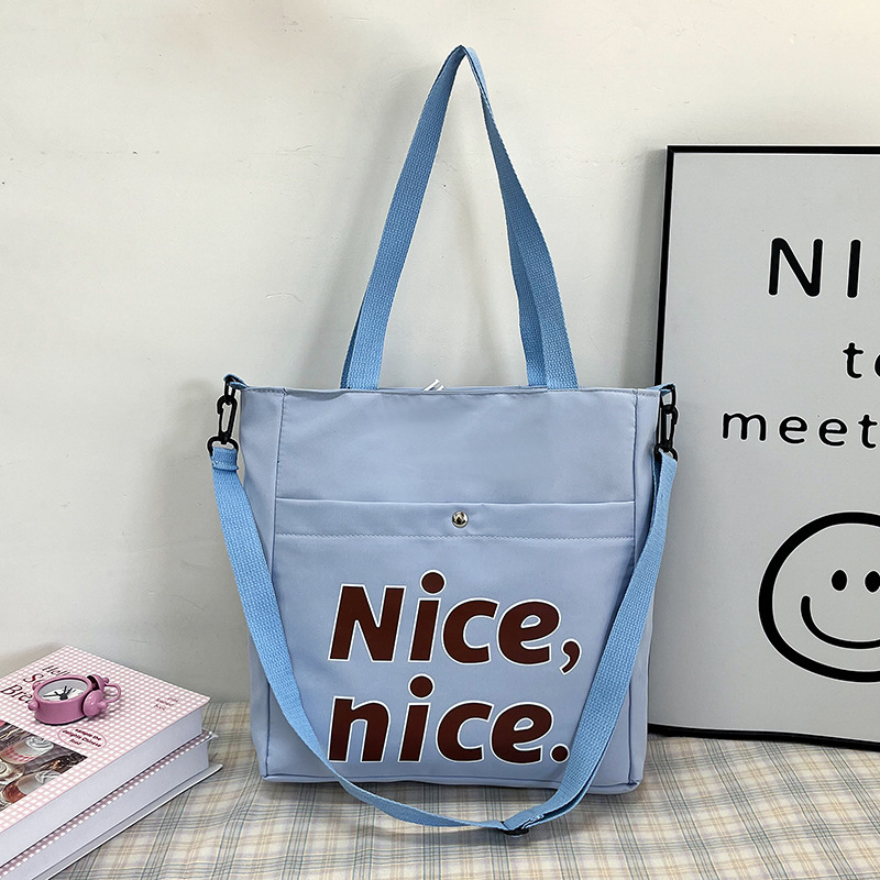 Tote 2024 niche fashion letter nylon cloth capacity tutoring casual single shoulder diagonal cross large bag