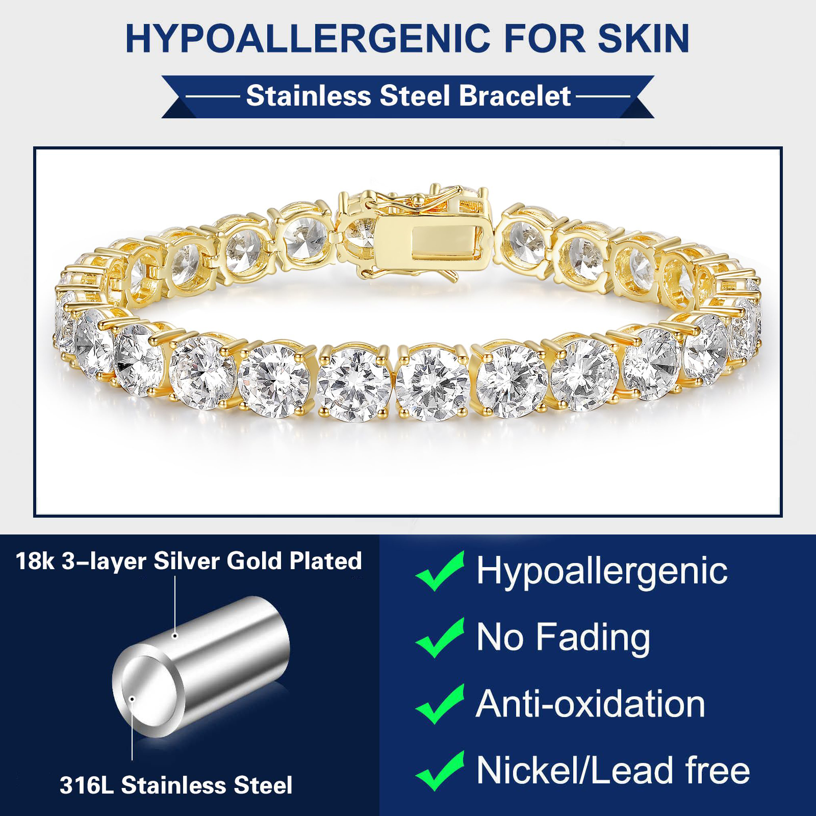 tennis bracelet designer for women white gold plated 6/7mm wide bling dia bracelets rapper hip hop mens jewelry woman valentines day Christmas gift