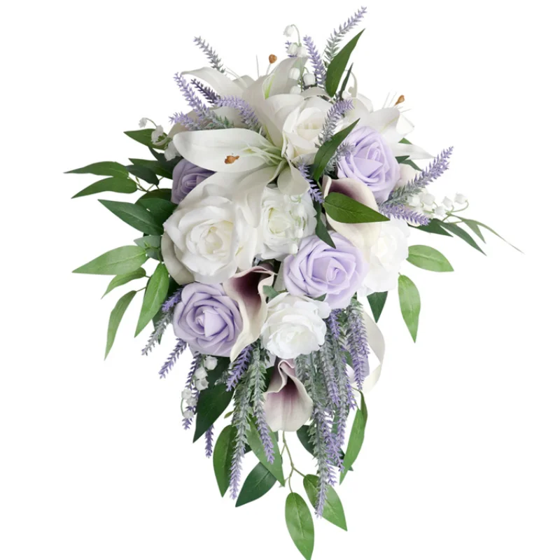 Bouquet Artificial Handmade Wedding Flowers Water Drops Waterfall Bridesmaid Bride Wedding Bouquet Bridal Flowers smile
