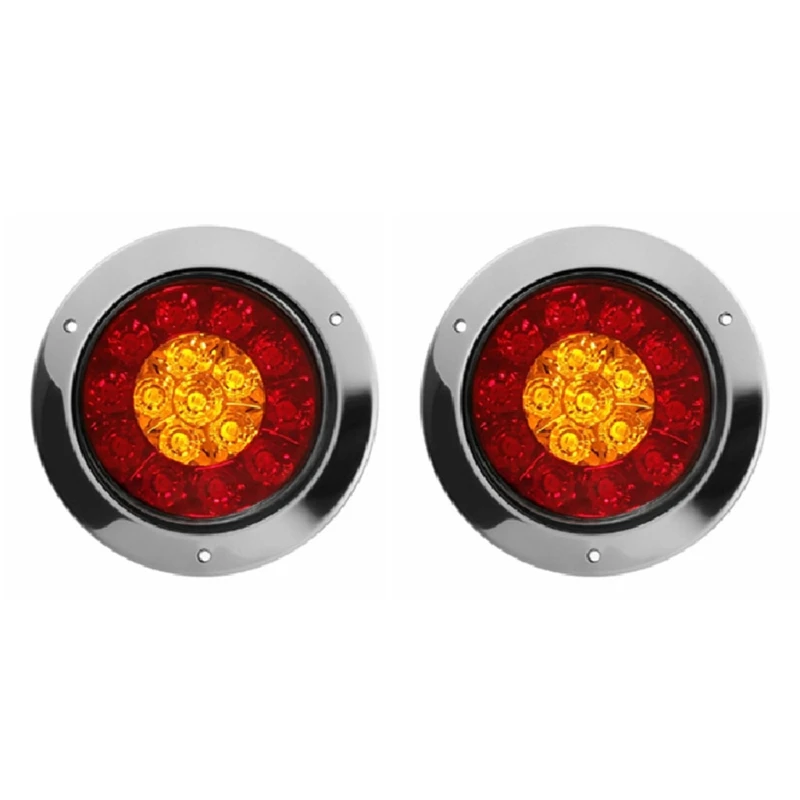 MK-127 Round 16LED Truck Trailer Cargo Tail Stop Brake Taillights Running Turn Signal Lights Waterproof 12-24V 2 Pieces