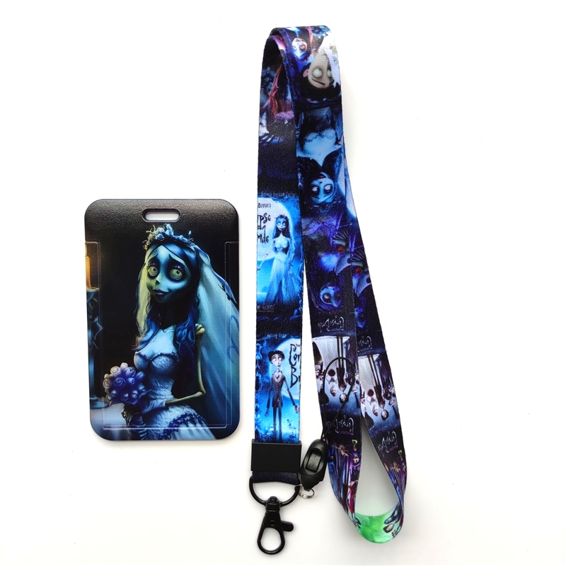 Corpse Bride ID Badge Holder with Cute Lanyard for Women and Men Credit Card Holders Neck Strap Door Credential Key Chain Gift