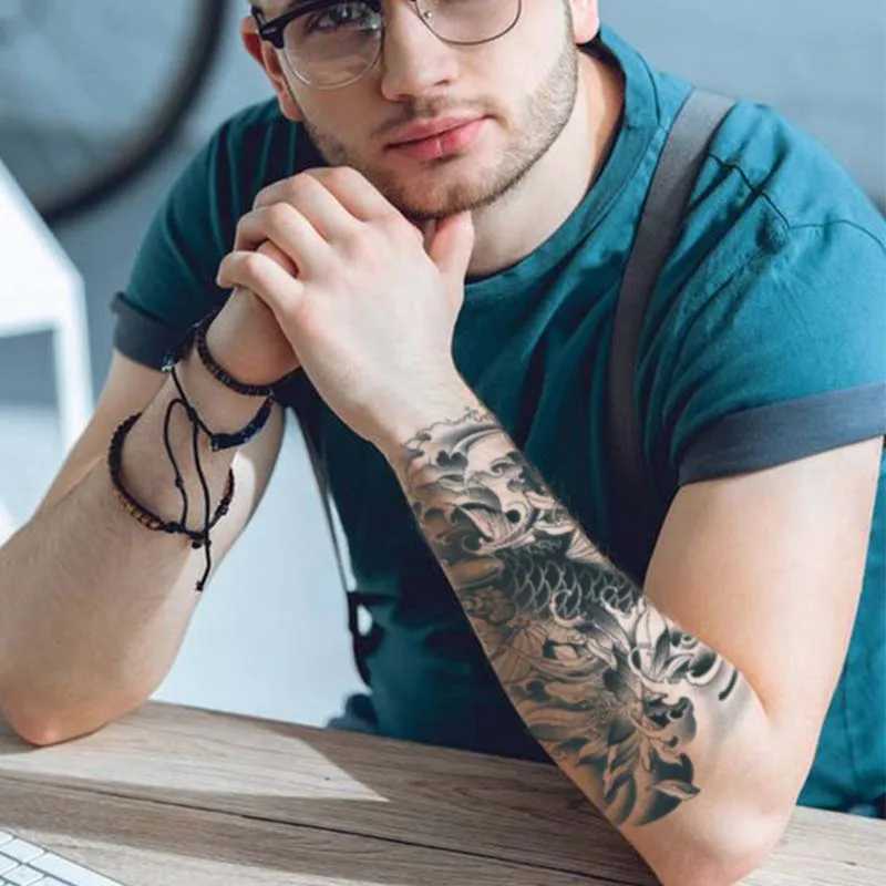 Koi Fish Waterproof Temporary Tattoo Sticker Used for Arms and Shoulders Lasts 1-2 Weeks Semi Permanent Fake Tattoo W241109