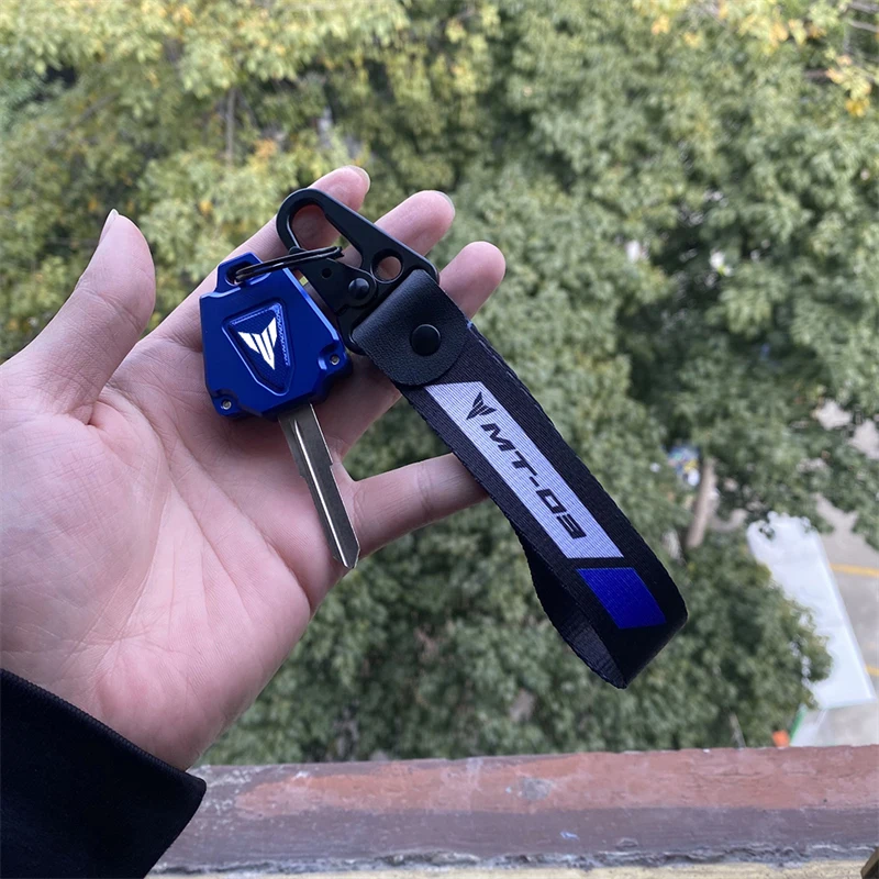 For YAMAHA MT07 MT09 MT03 MT 07 09 03 2013-2021 2022 2023 Motorcycle Accessories Fabric Badge Keyring Key Case Cover Keychain