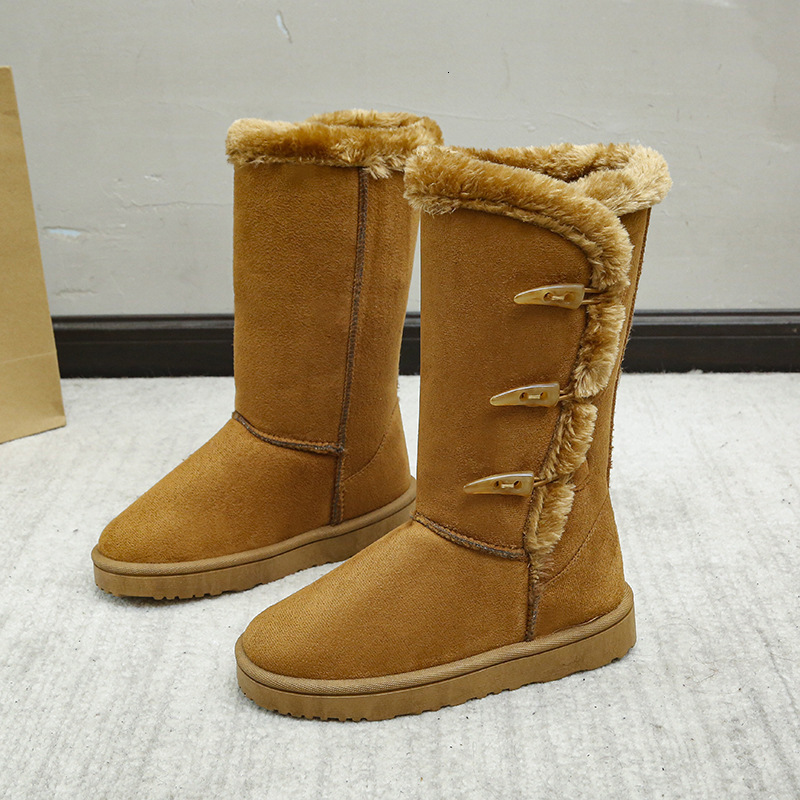 designer boot Cross border winter velvet fashion snow boots for women's warm and non slip cotton shoes with cow horn buckle for foreign trade 78f