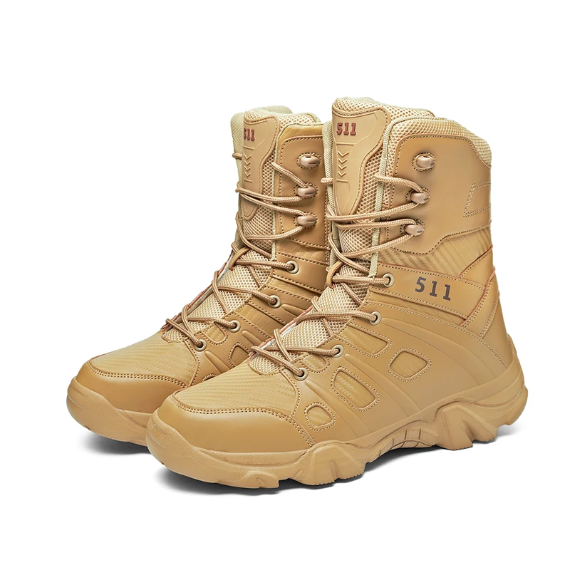 Mens Boots Tactical Special ddmysmile Force Leather Waterproof Desert Combat Ankle Boot Army Work Men's Shoes Plus Size 39-48 Smile