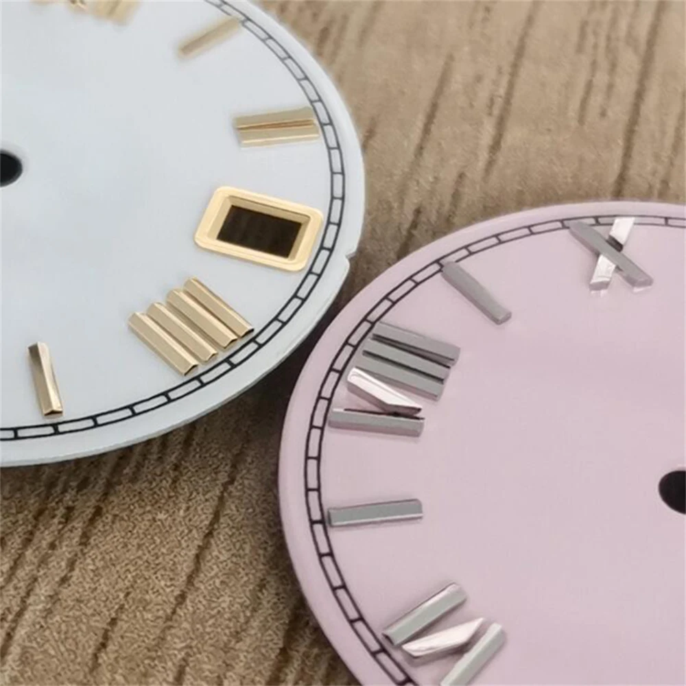 For NH35 Dial Enamel Material Watch Faces 28.5mm Roman Scale Dial Watch Accessories for NH35/NH36/4R/7S Movement Parts