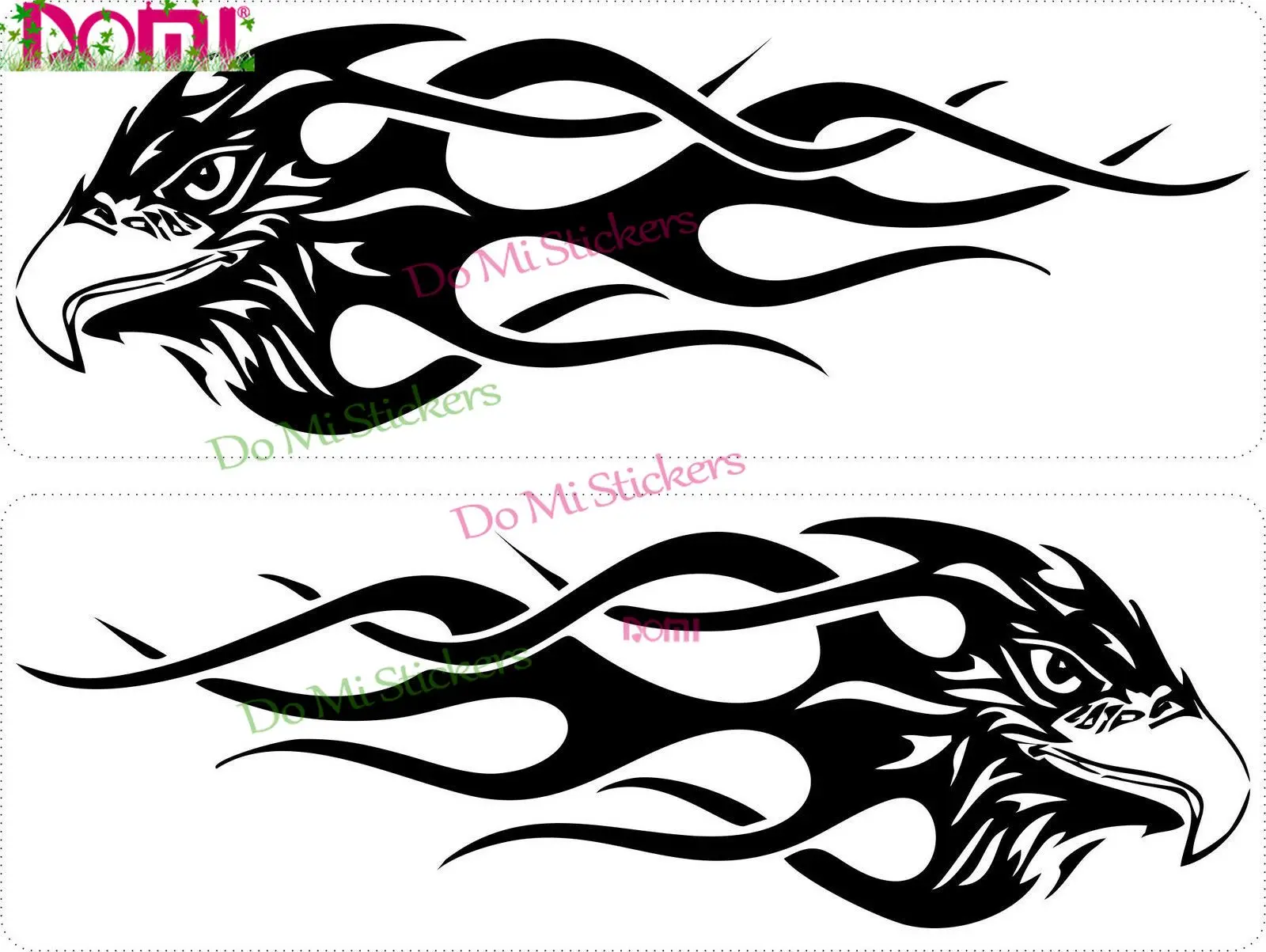 Set 2x Sticker Decal Vinyl Car Bike Bumper Eagle Tribal Flame Ecal Motocross Racing Laptop Helmet Trunk Wall Vinyl Die-Cut