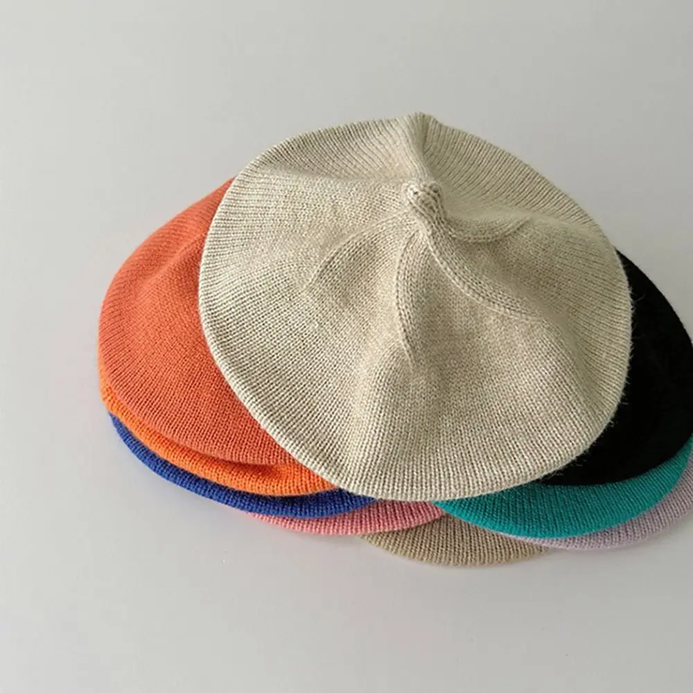 Knitted Hat Baby Beret Korean Warm Soft Kids Berets Autumn Winter Cute Painter Hat Boys Girls smile