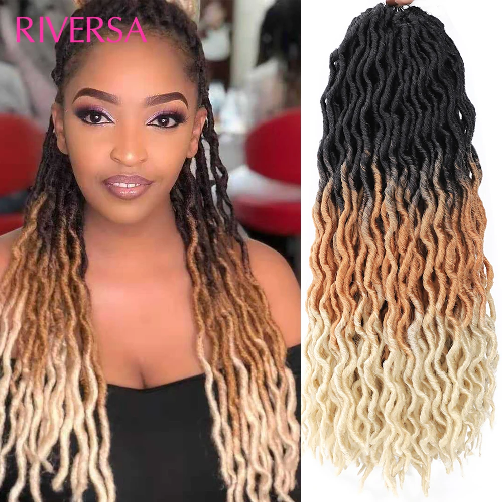 18 inch Faux Locs Crochet Hair Ombre Blonde Gypsy Locs Soft Crochet Dreadlocks Extensions Synthetic Braiding Hair Cheveux Braids