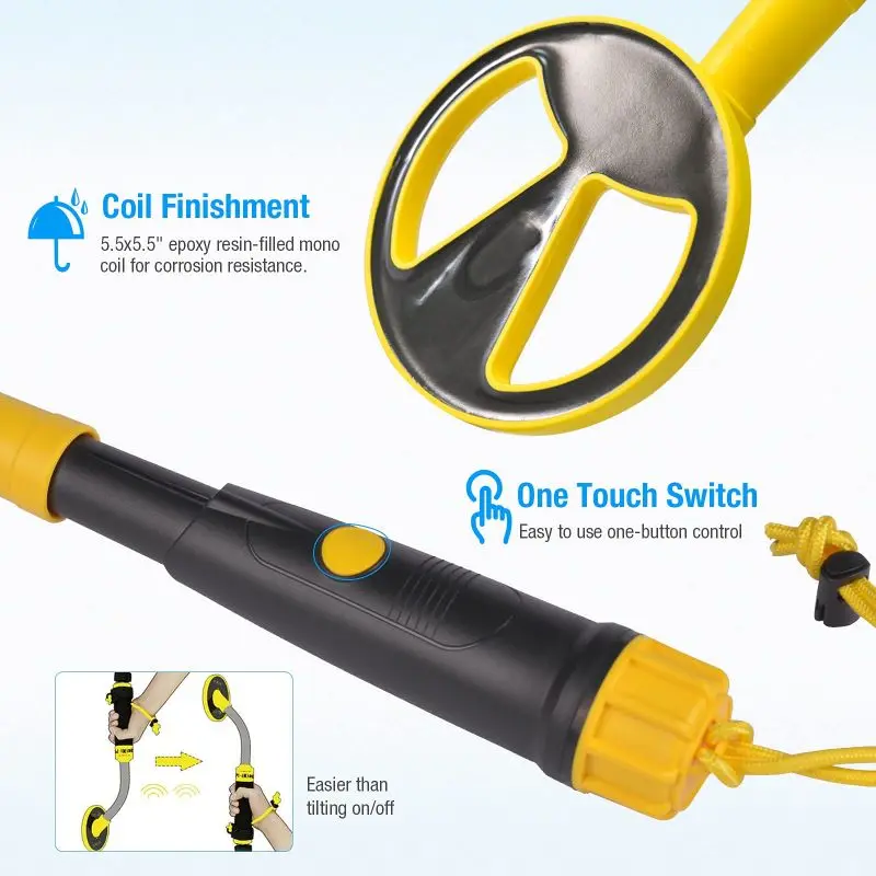 Fully Waterproof Underwater Metal Detector MD-780 for Kids and Adults Diving Mini Handheld Pinpointer Probe with LED