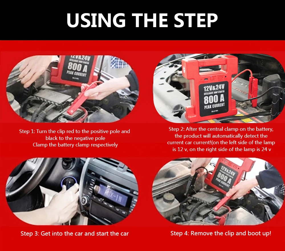 COSSIFTW OEM ODM 12/24Volt 24 Tonnes Truck Car Jump Starter 24000mAh Removable Booster Peak current 800A jump starter