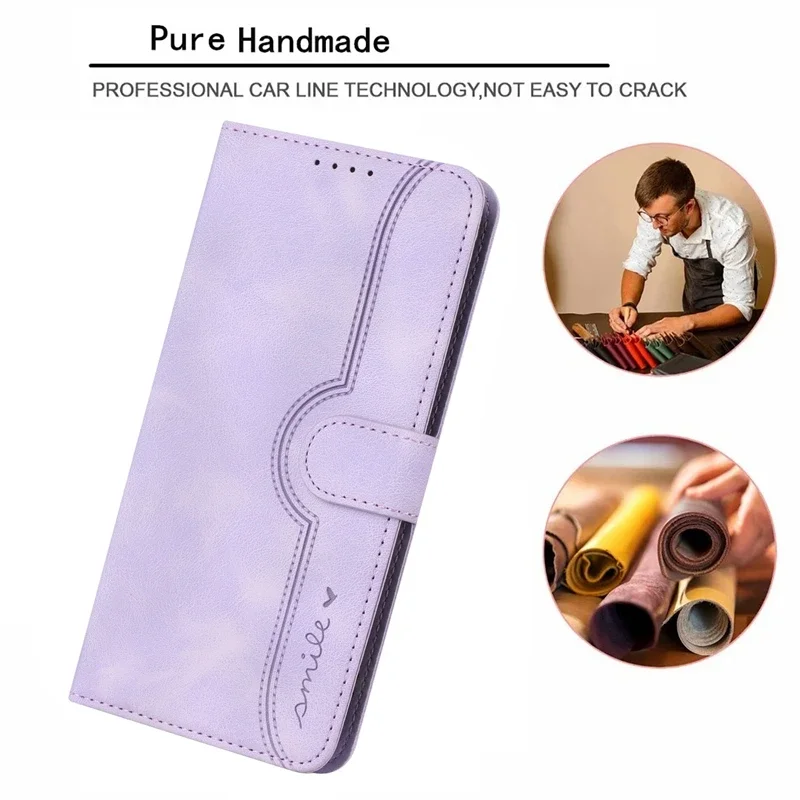 Card Solid Color Flip Slot Wallet Leather Case For Samsung Galaxy A54 A51 A34 A33 A31 A14 A13 S23 Plus S22 Ultra S21 S20 FE S10 smile
