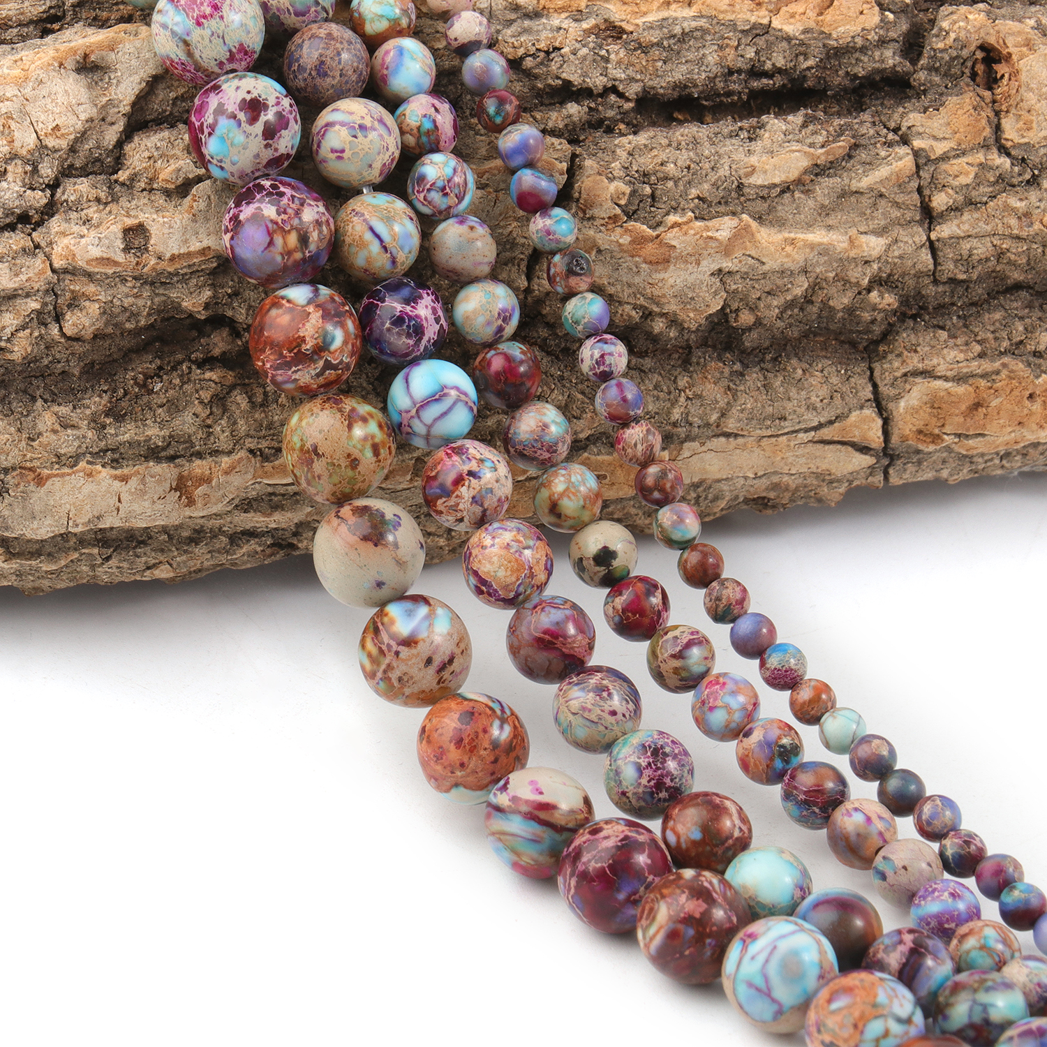Natural Stone Colorful Sea Sediment Jasper High Quality Healing Stone Spacer Beads for Jewelry Making DIY Bracelet Necklace 15''