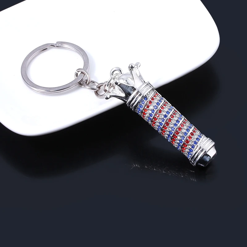 New Hairdresser Keychains Barber Shop 3D Pole Light Pendants Keyring Love Collier Pin Jewelry Car Bag Keyring Men Lady Gift