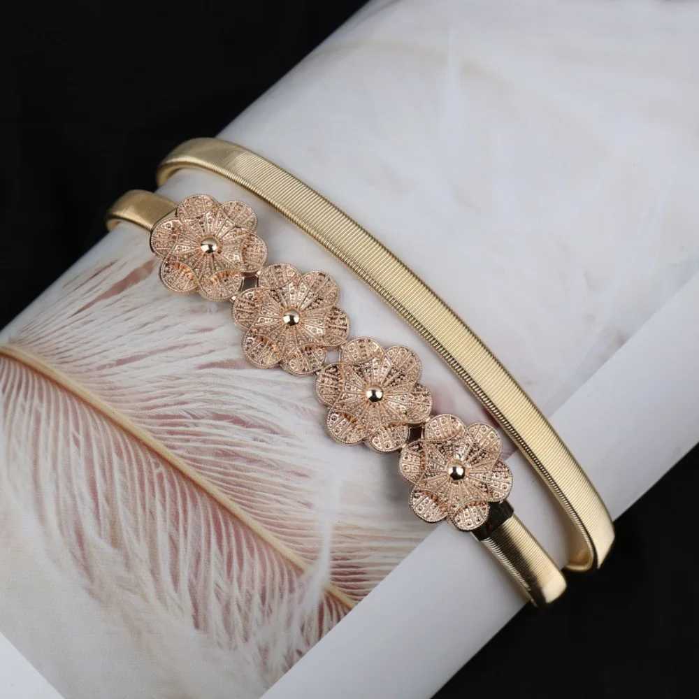 Fashion elastic waistband with Fem waist leaf silver metal strap suitable for warm high-quality luxurious thin elastic Riem length 60cm X2411091