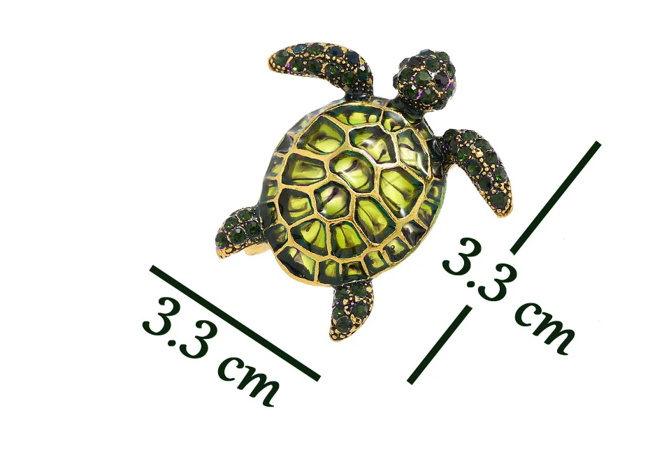 Brooch Female Turtle Enamel Rhinestone Marine Animal Brooches For Women And Men 3-Color Party ddmysmile Pin Jewelry Accessories Gifts Smile