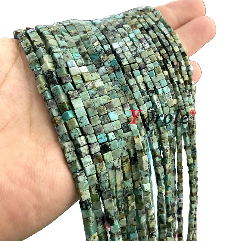 2 3 4MM Natural Stone Cube Lapis Lazuli Turquoise Jade Quartz Square Spacer Beads for Jewelry Making DIY Bracelet Accessories