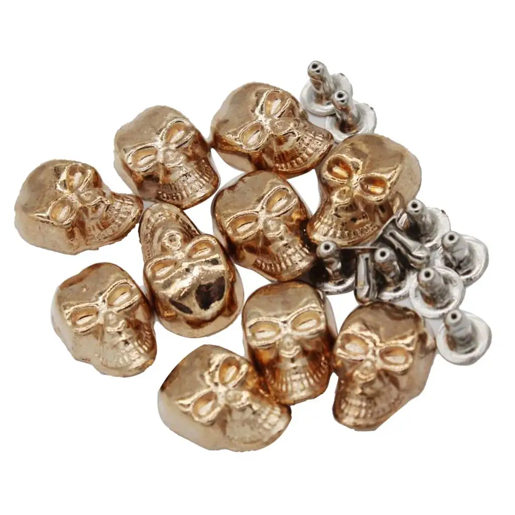 10 Sets Skull Rivet Studs Spikes Punk Rock for DIY Leather x16mm