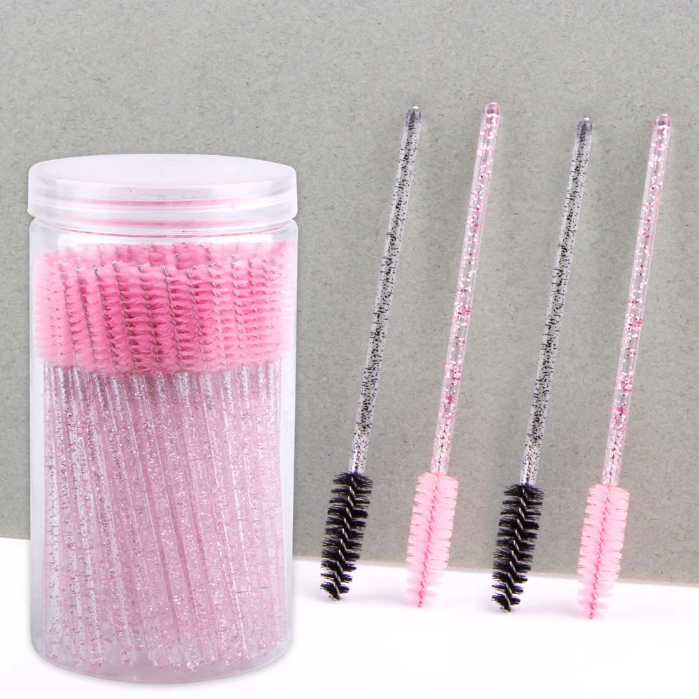 Brush Eyelash 100Pcs Crystal Disposable Eye Makeup Brushes Applicators Eyebrow Spoolie Cosmetics Mascara Wands Lash Extension smile