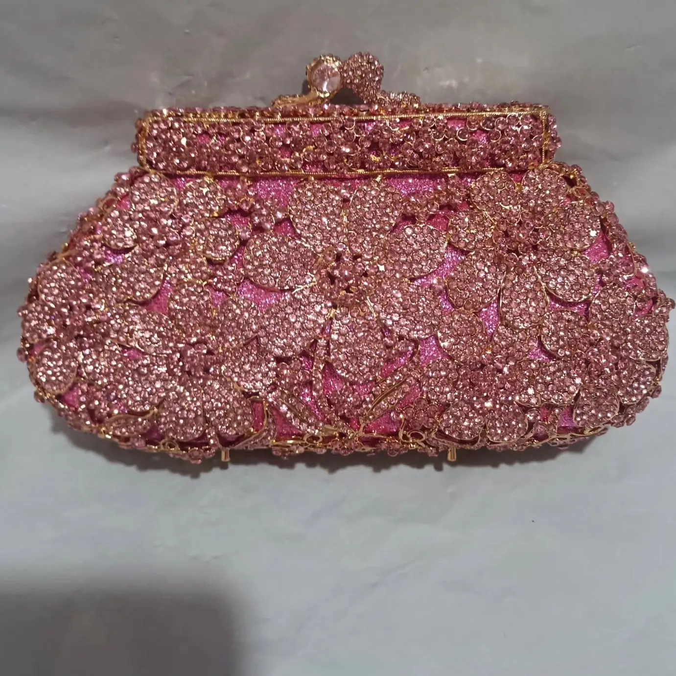 Pink Clutch Women Flower Bags Stone Evening Bags Bridal Rhinestone Handbags Wedding Clutches Bags Dinner Minaudiere ddmysmile Purse Smile