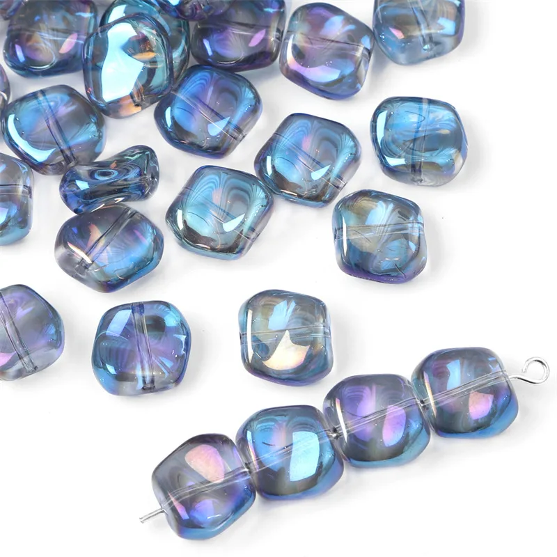 AB 20PCS 11mm Corrugated Shiny Glass Beads For DIY Bracelet Accessory Earrings Jewelry Making Supplies Irregular Crystal Beads smile