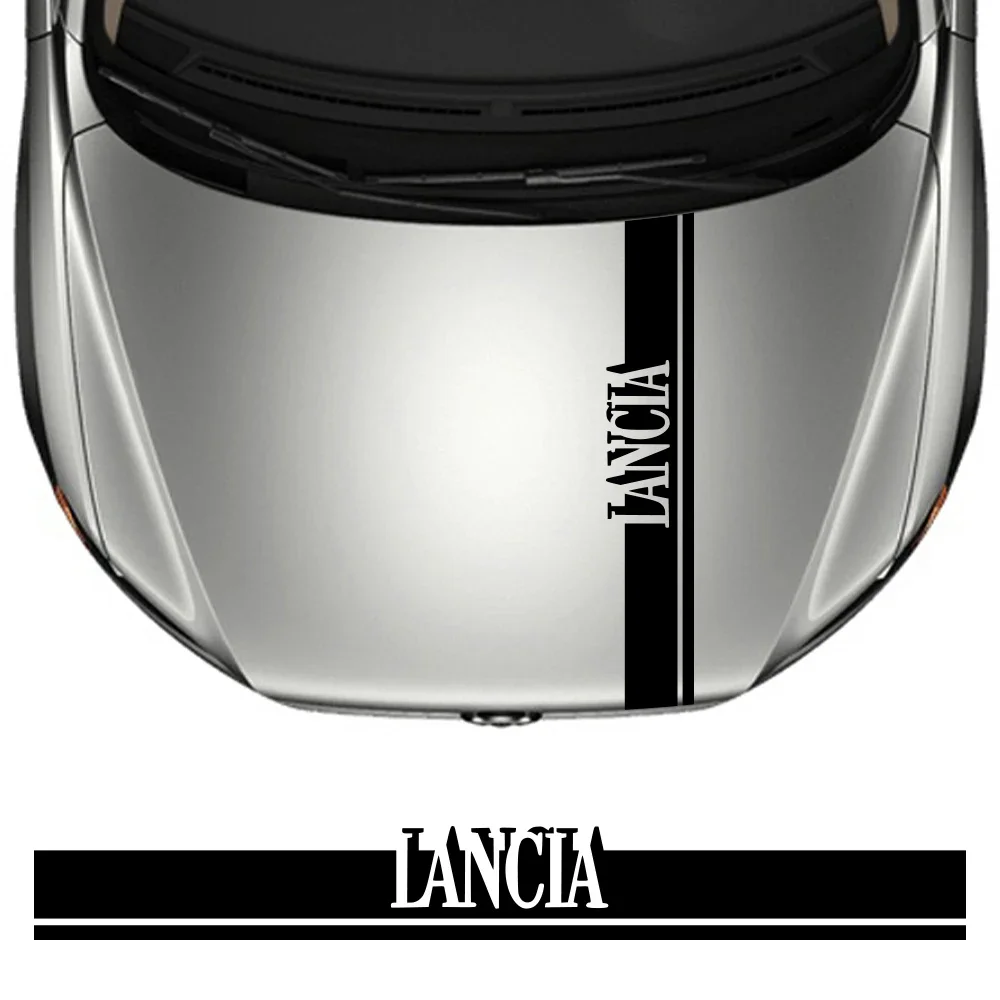 Car Hood Sticker For Lancia Delta STRATOS Y Phedra Thema Ypsilo Auto Tuning Accessories Long Strip Bonnet Vinyl Film Decal