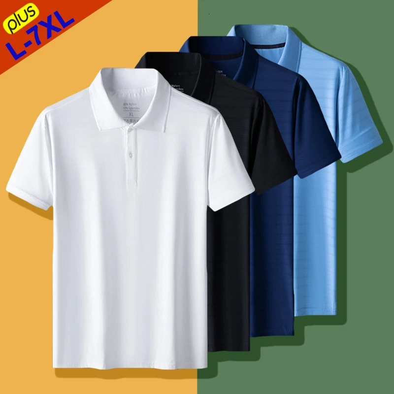 6XL 7XL 8XL Polo Shirts Men Tops Male Tshirts Summer Ice Cool Basic Tee Father Plus Size Clothing Man Short Sleeve 240328