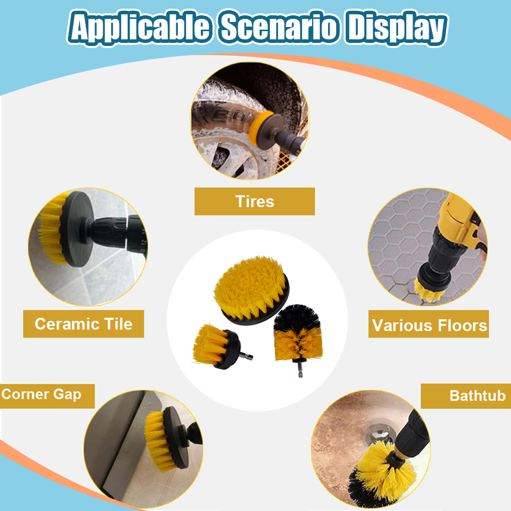 2/3.5/4/5'' Car Cleaning Brush Drill-brush Power Cleaning Brush Set Car Polisher Sponge Electric Home Tile Cleaning Brush Tools